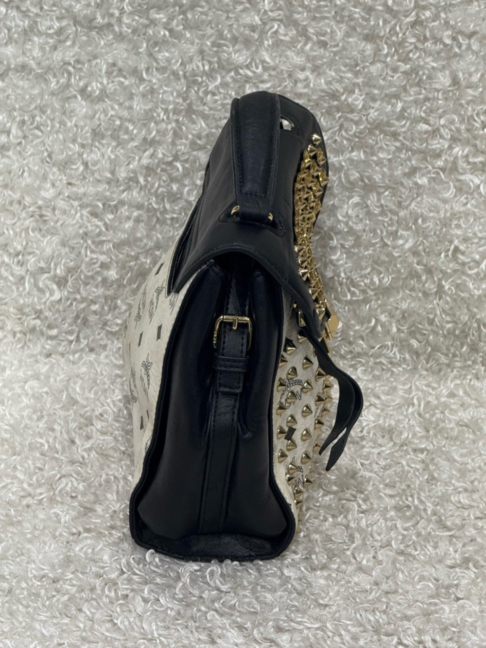 MCM Satchel Bag With Embellished Stones - Picture 2 of 15